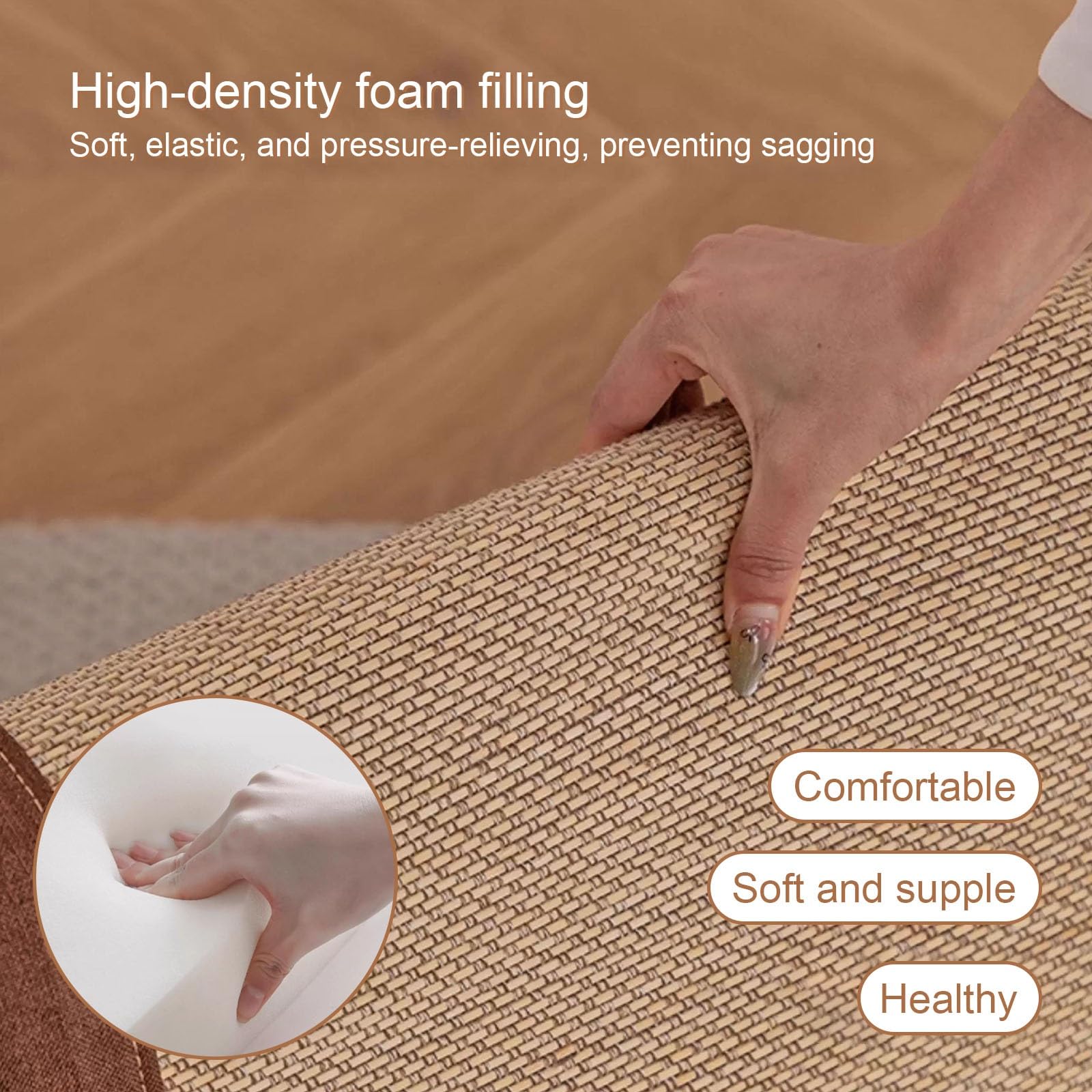 Silla de suelo plegable con soporte de respaldo, cojín de meditación Zen para sala de estar, balcón y ventana de bahía, solución de asiento cómoda y portátil