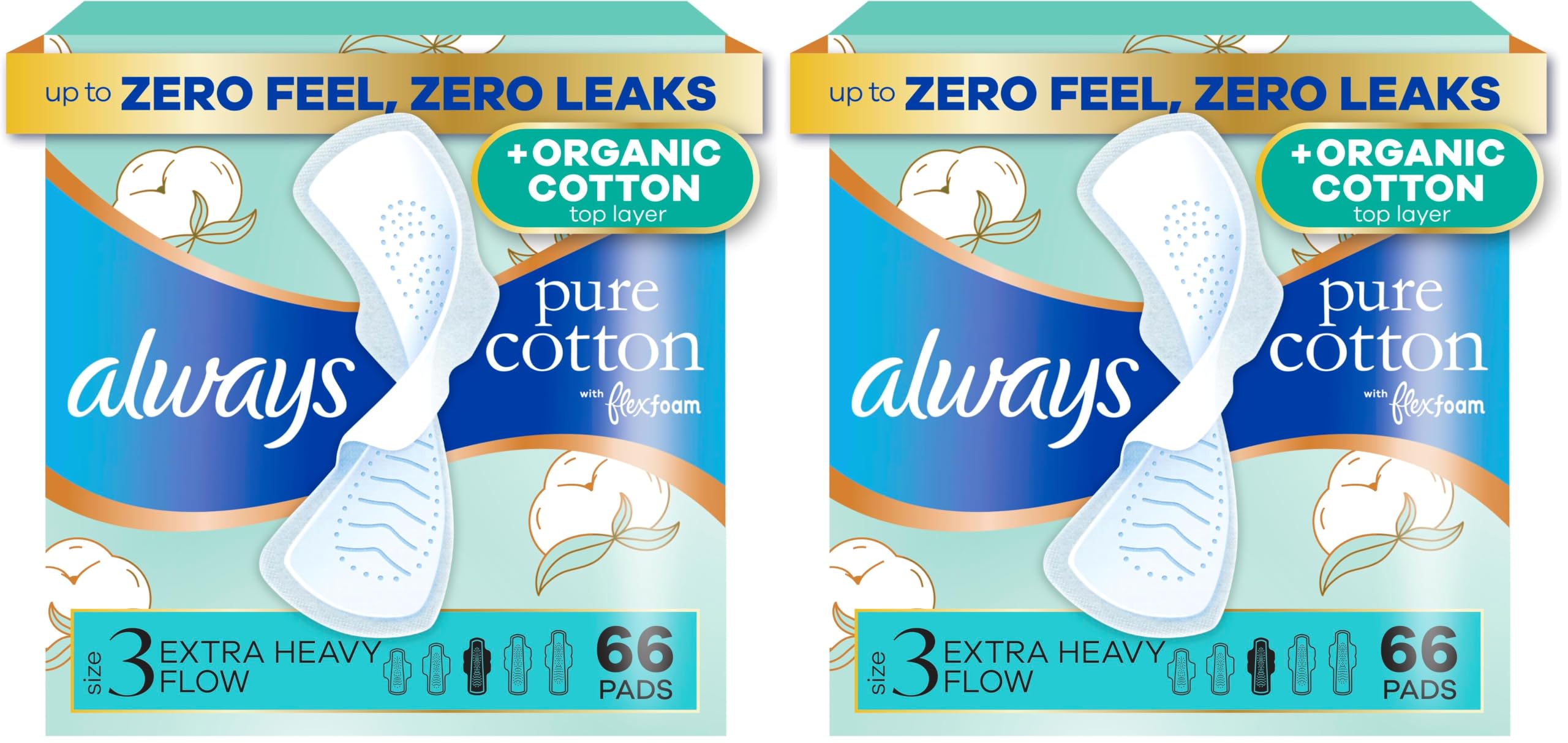 Always 66 Count (Pack of 2) / Size 3 / 2 Sanitary Napkins