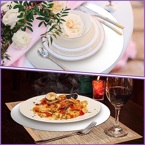 Miniatura 4 de Yeaqee 100 manteles individuales redondos de papel desechables, manteles individuales decorativos de papel de espejo para comedor, boda, decoración