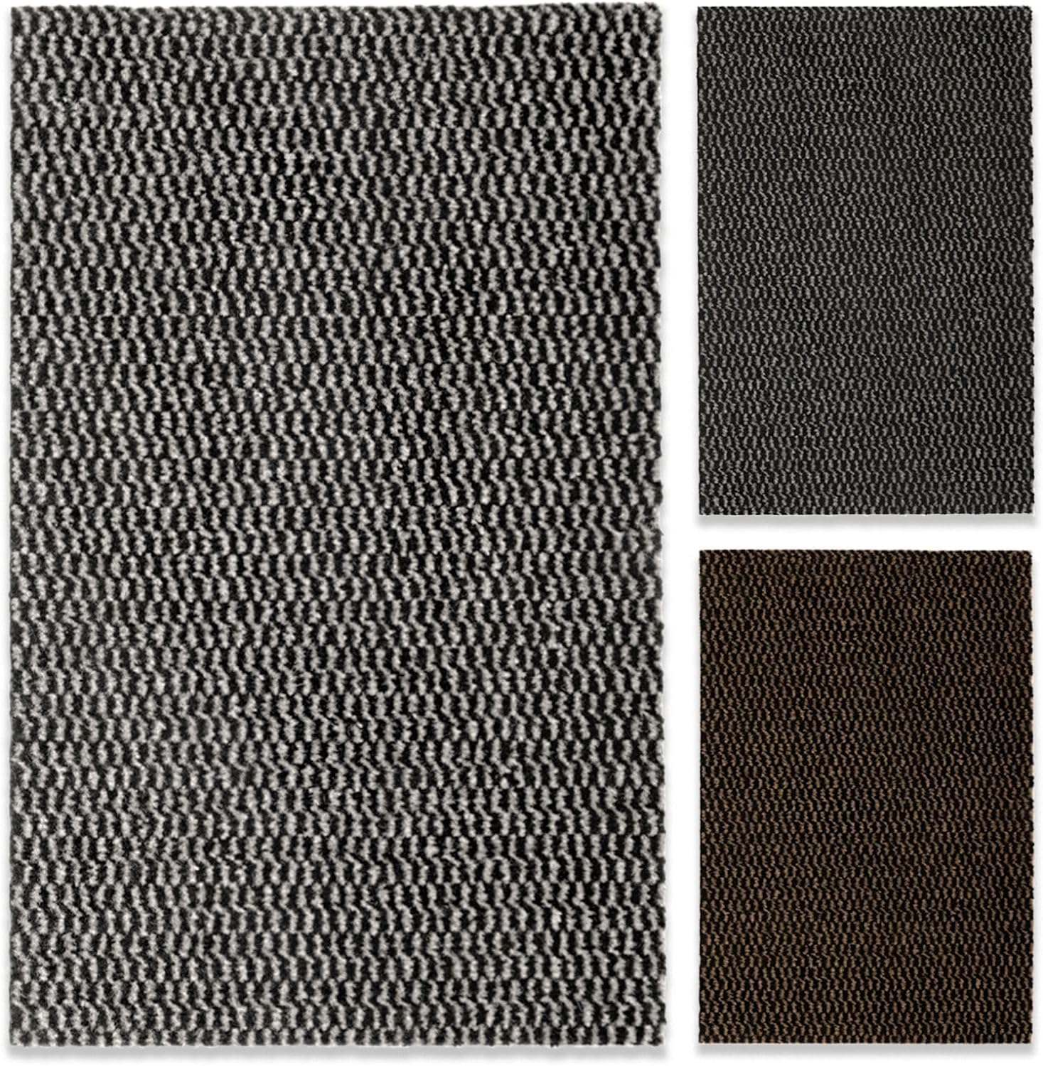 KARAT Tapis Anti-salissures Melange - Tapis de Porte pour l'intérieur et l'extérieur - Facile d'entretien - Antidérapant (Noir-Blanc, 200 x 150 cm)