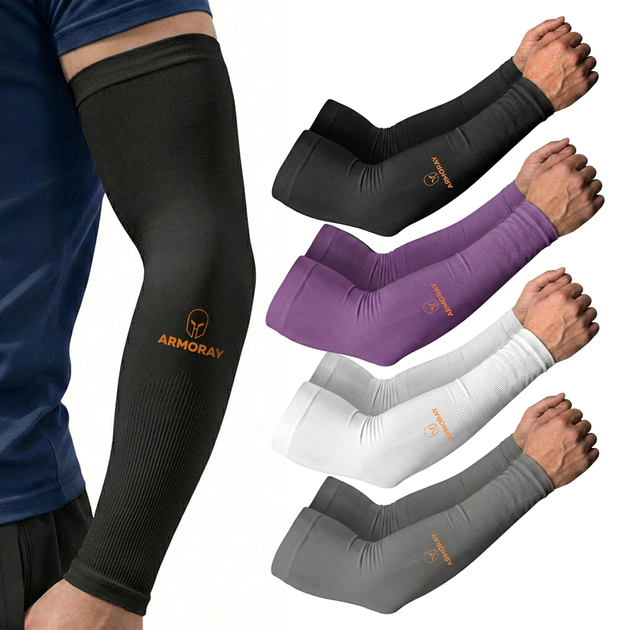 ARMORAY Arm Sleeves for Men and Women - UV Sun Protection Cooling Compression - Tattoo Cover Up Sleeve for Daily Wear &amp; Work
