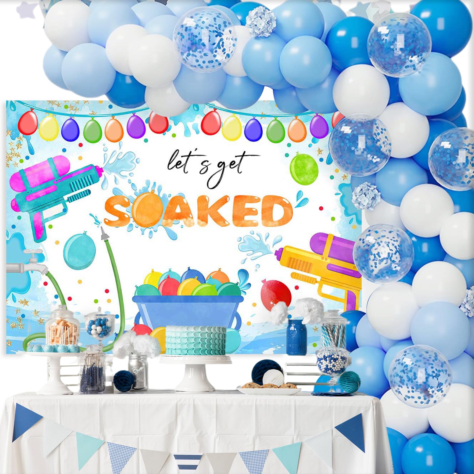 Fotohintergrund Sommer Pool Party – 210x150 Cm, Vinyl, Mit Wasserballons & Konfetti-Motiv Für Geburtstagsdeko