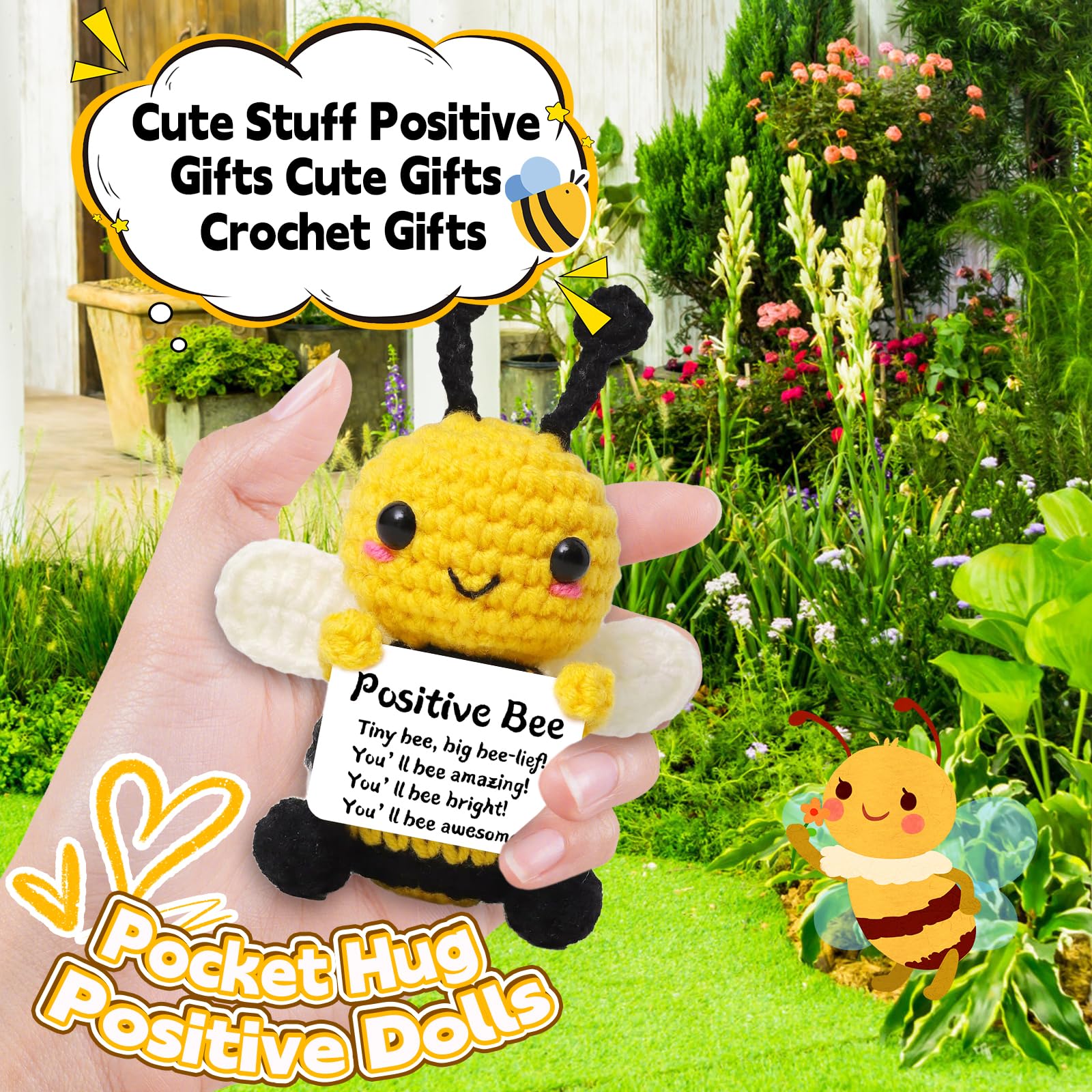 WUMZIRA Pocket Hug Patate positive, creativo lana di patate e piccolo abbraccio portafortuna, Creative Knitted Positiveregalo di buon miglioramento, regalo portafortuna