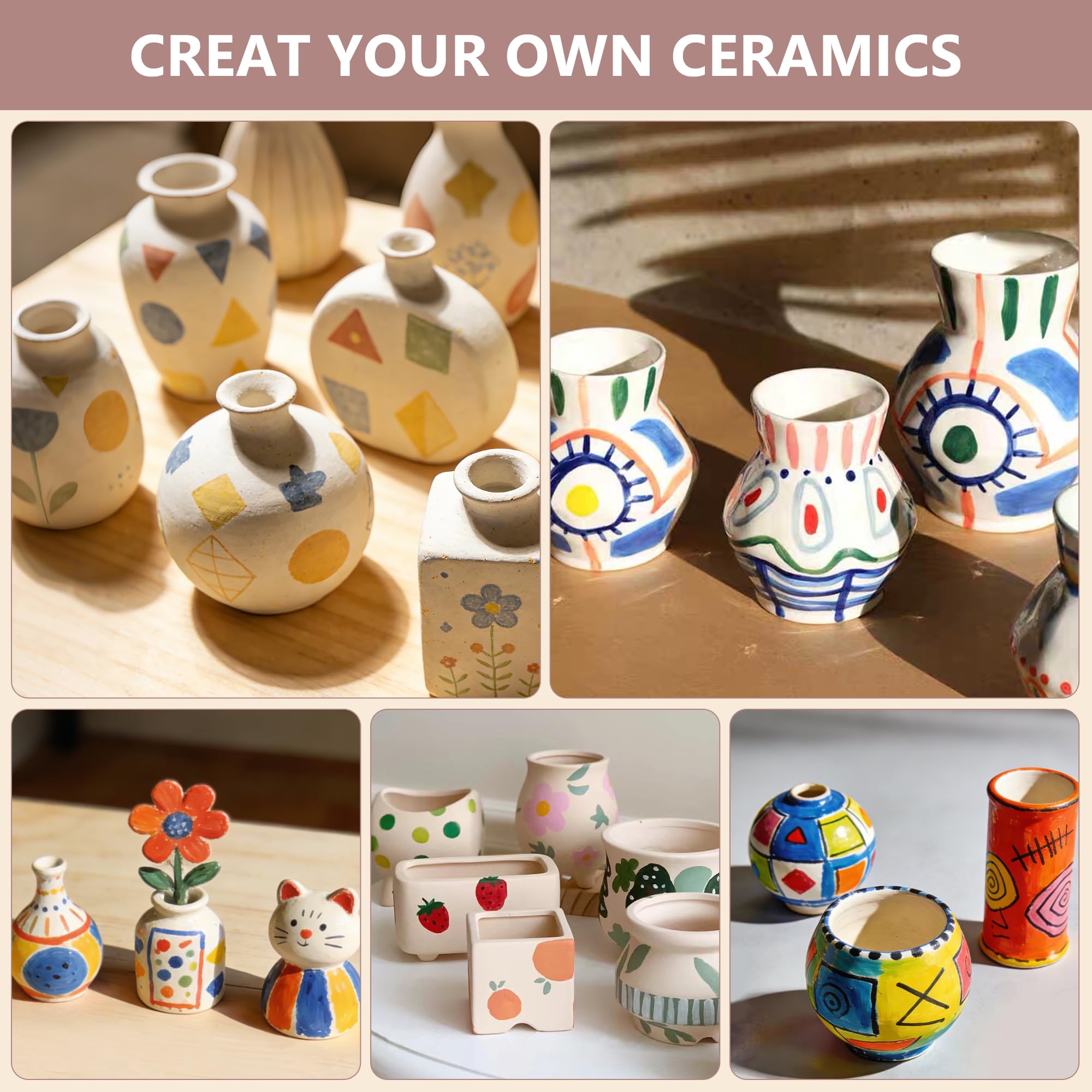 Pottery Starter Kit for Adults with Air Dry Clay – Complete Deluxe Home Sculpting & Making Set