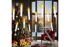 12 Pack Floating LED Christmas Tree Hanging Candles, Flameless Candles with Wand...