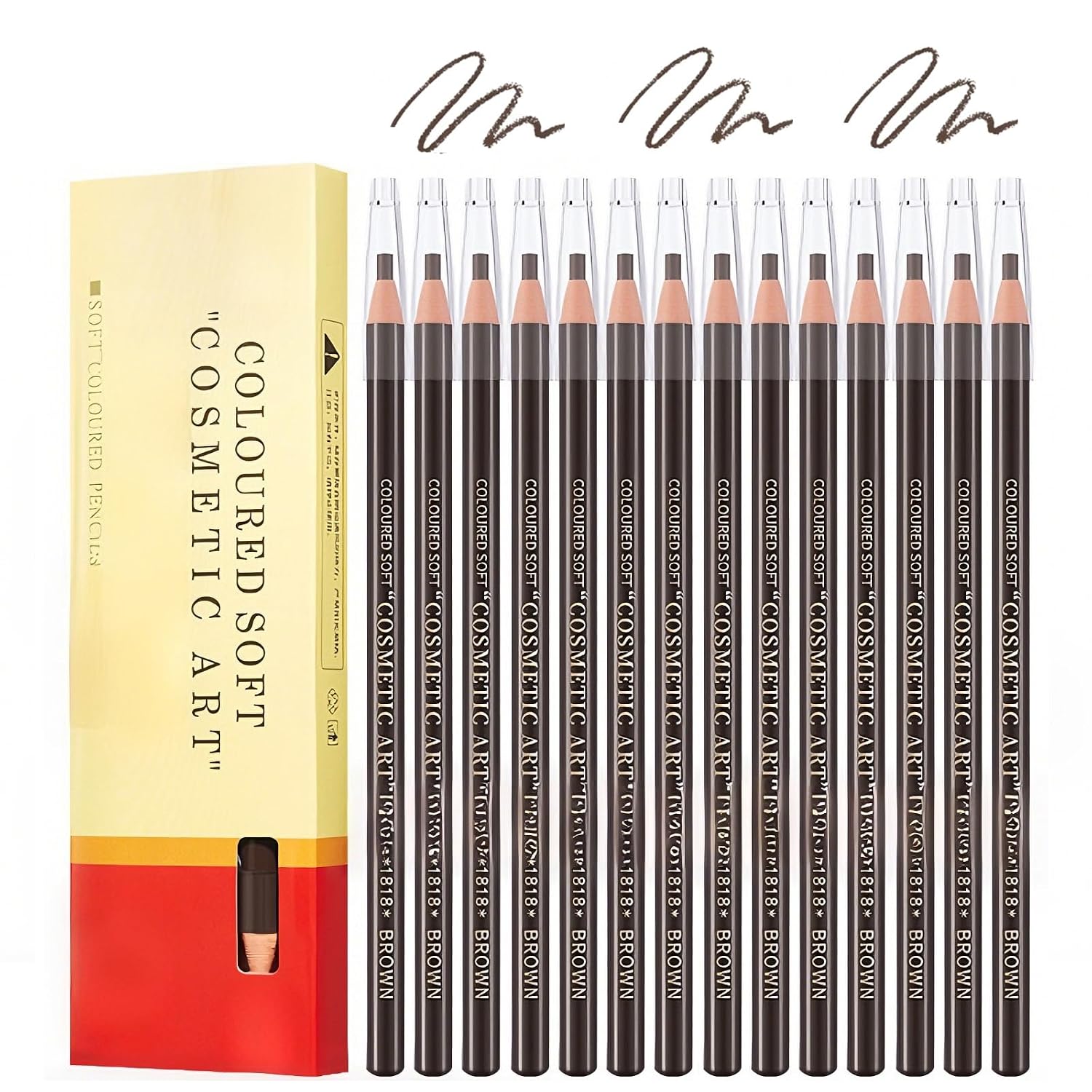 12 Pcs Gray Brown Pull Cord Peel-off Eyebrow Pencils, Beginner-friendly