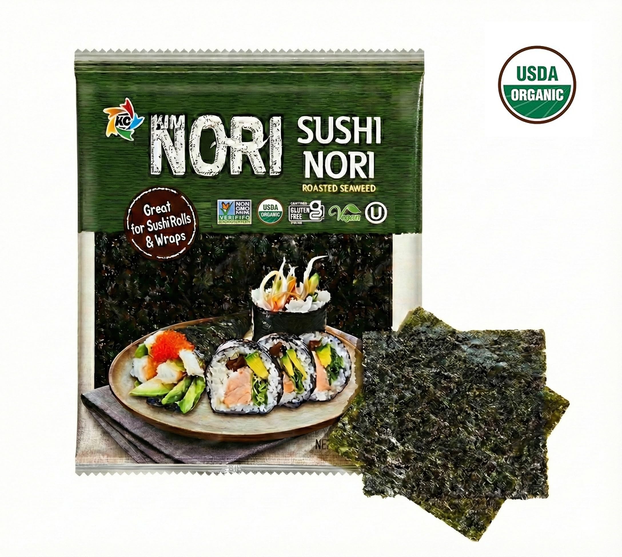 Amazon.com : Kimnori Organic Twice-Roasted Sushi Nori – 50 Full