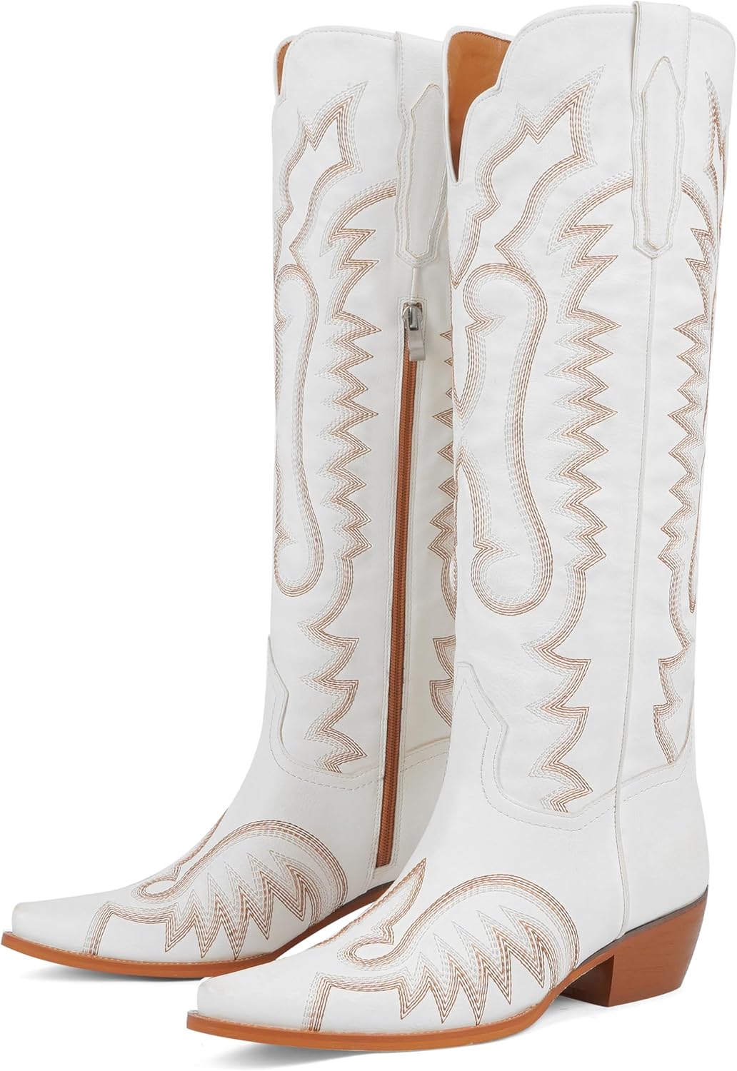 Womens Cowboy Boots Knee High Cowgirl Boots Chunky Heel Embroidery Western Boots for Women - Image 4