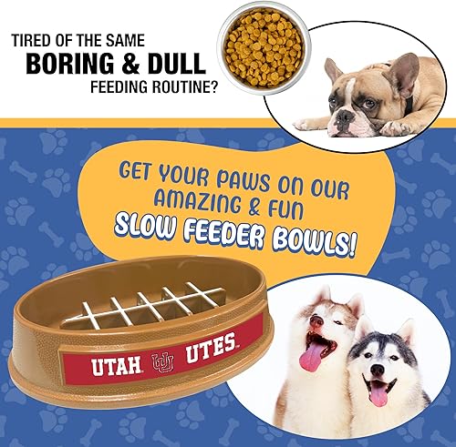 Miniatura 57 de NCAA Super-Bowl Iowa Hawkeyes - Cuenco para perros de alimentación lenta con diseño de fútbol para una digestión saludable. Cuenco antideslizante