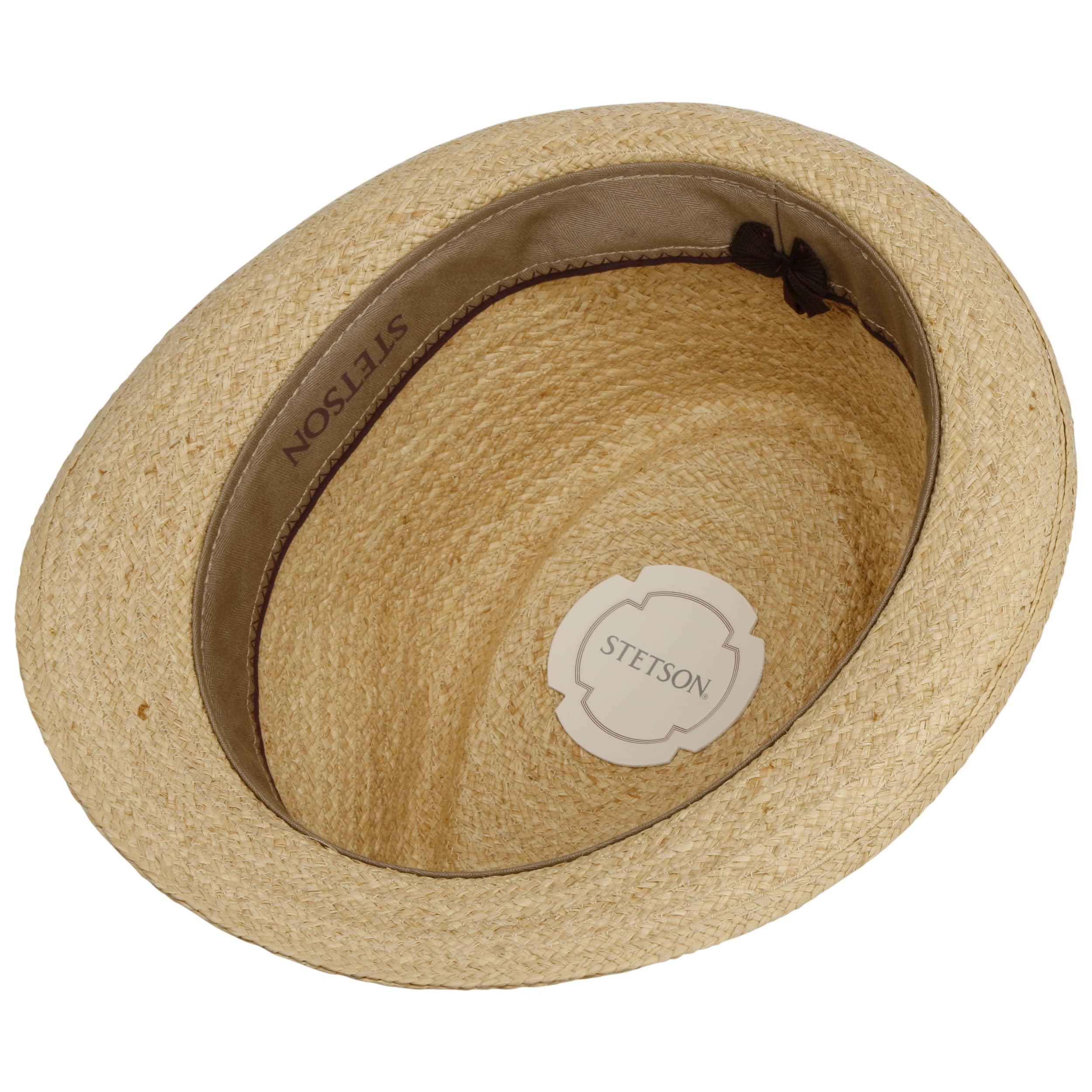 Stetson Yescott Trilby Strohhut Naturfarbener Unifarbener Hut mit UV-Schutz 40 Frühjahr Sommer Damen und Herren