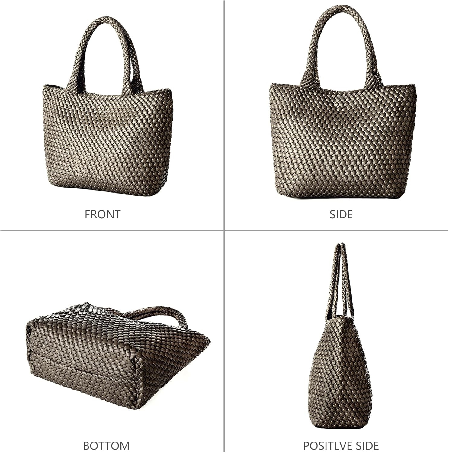 Woven Tote Bag for Women, Fashion Woven Bags for Women Vegan Leather Shoulder Handbags Large Summer Beach Travel Bag - Image 6