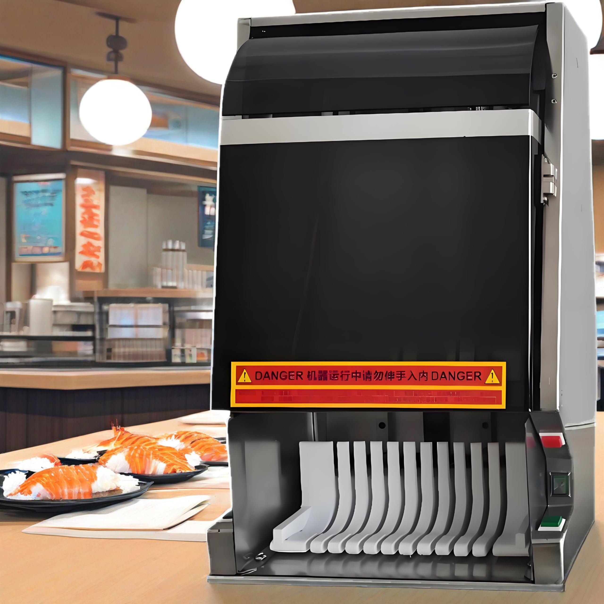 Automatyczna maszyna do cięcia rolek sushi, maszyna do cięcia rolek sushi ze zdejmowanym ostrzem ze stali nierdzewnej, łatwa do czyszczenia i szybkiego cięcia do restauracji i kuchni, 10 sztuk