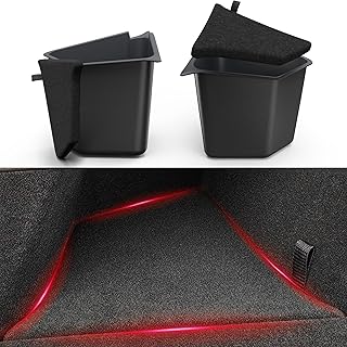 Tesla Model Y Trunk Organizer Storage Bins 2022-2023, Waterproof ABS Rear Side Box with Lids, 2PCS Car Trunk Accessories for 5-Seater (Excluding 2024-2025 Models/7-Seat)