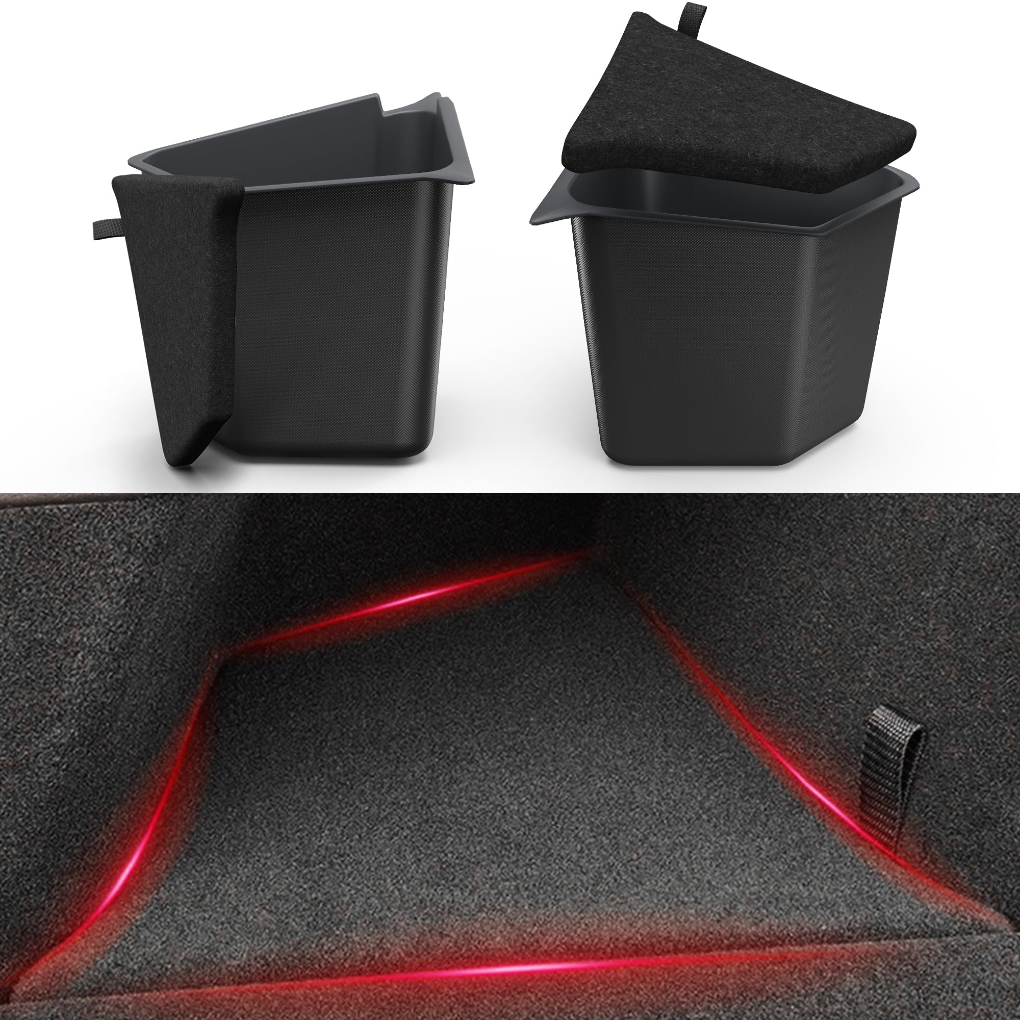 Photo 1 of YITAMOTOR Tesla Model Y Trunk Organizer Storage Bins 2022-2023, Waterproof ABS Rear Side Box with Lids, 2PCS Car Trunk Accessories for 5-Seater (Excluding 2024-2025 Models/7-Seat)