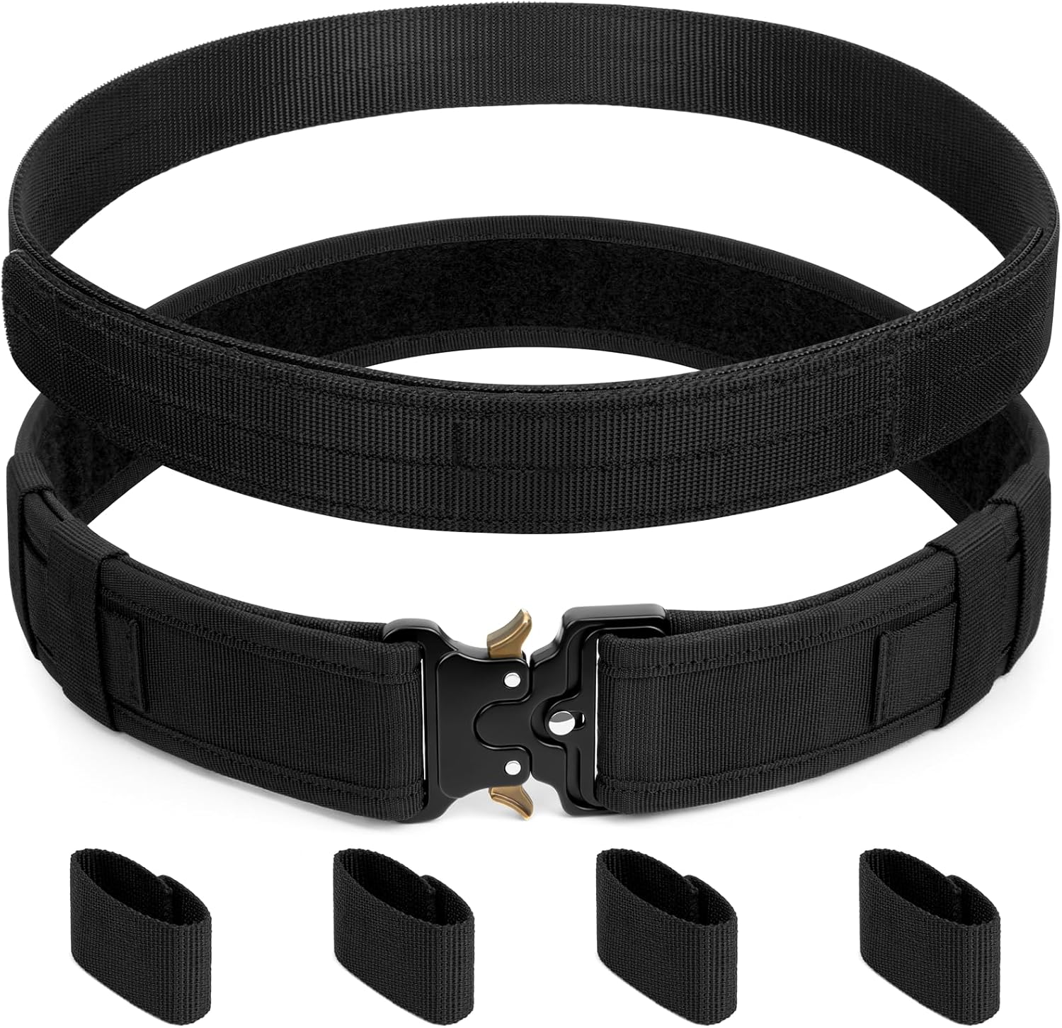 Duty Belt,2'' Police Security Nylon Duty Belts with Hook Lining Outer Inner Belts with 4 Belt Keeper
