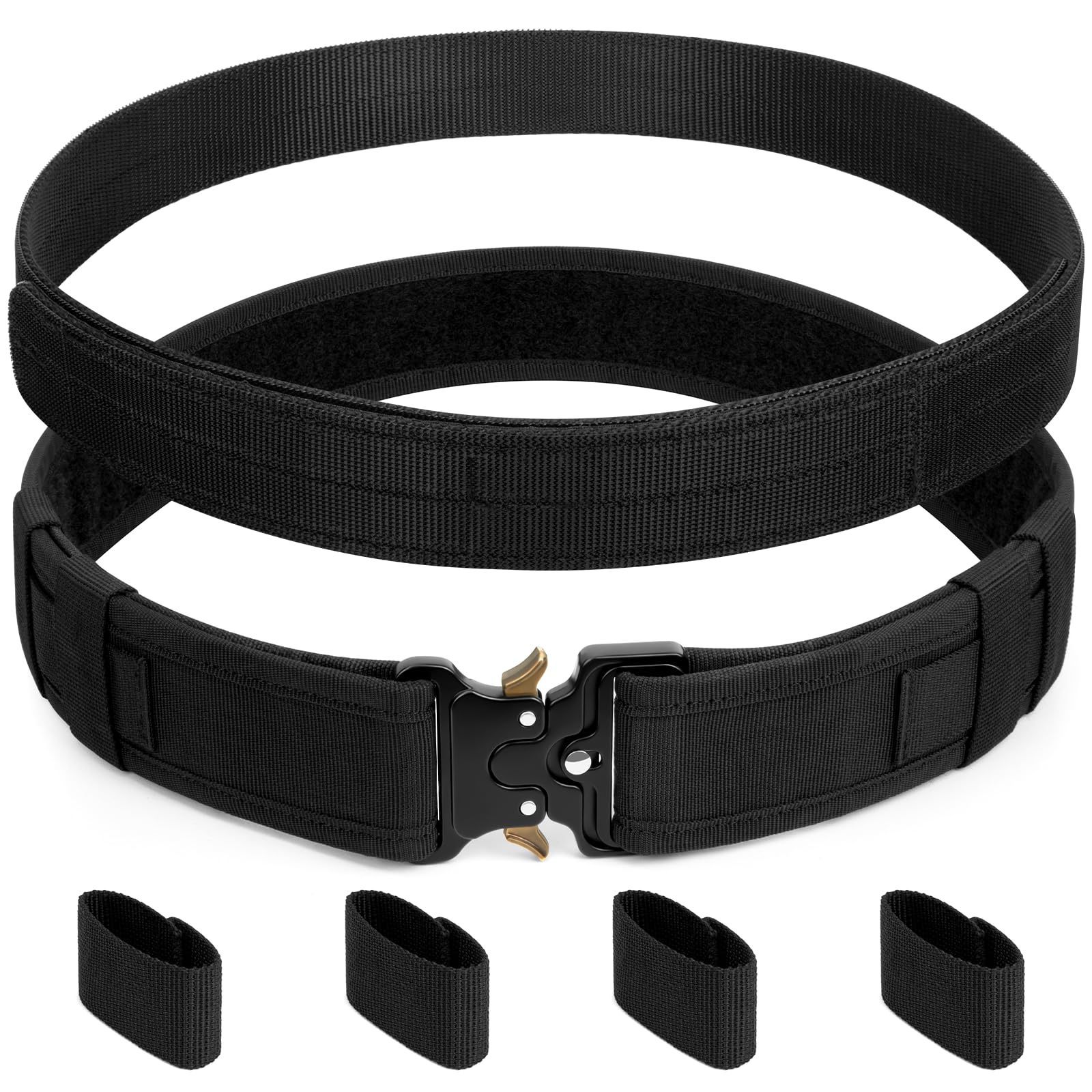 IMAGOA Duty Belt with Hook Lining 4 Keepers, Police Duty Belts, Molle Tactical Belt for Law Enforcement Officers Security, Nylon Outer Inner Belts (Large)