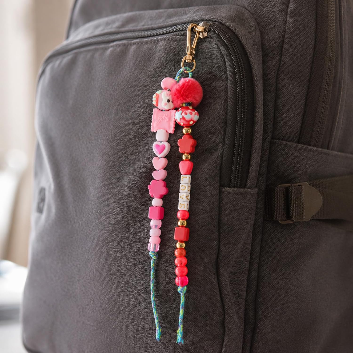 15 Pcs DIY Beadable Keychain Making Kit Beadable Rope Keychain