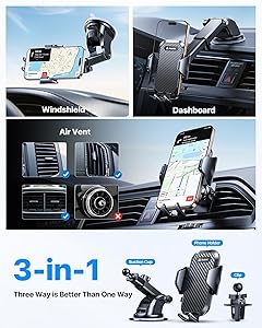 andobil Car Phone Holder, 2025 Military-Grade 89lbs Strongest Suction Phone Holders for Your Car Dashboard/Windshield/Vent Easy Clamp Car Phone Mount Stand for iPhone 17 16 15 14 13 Pro Max Samsung