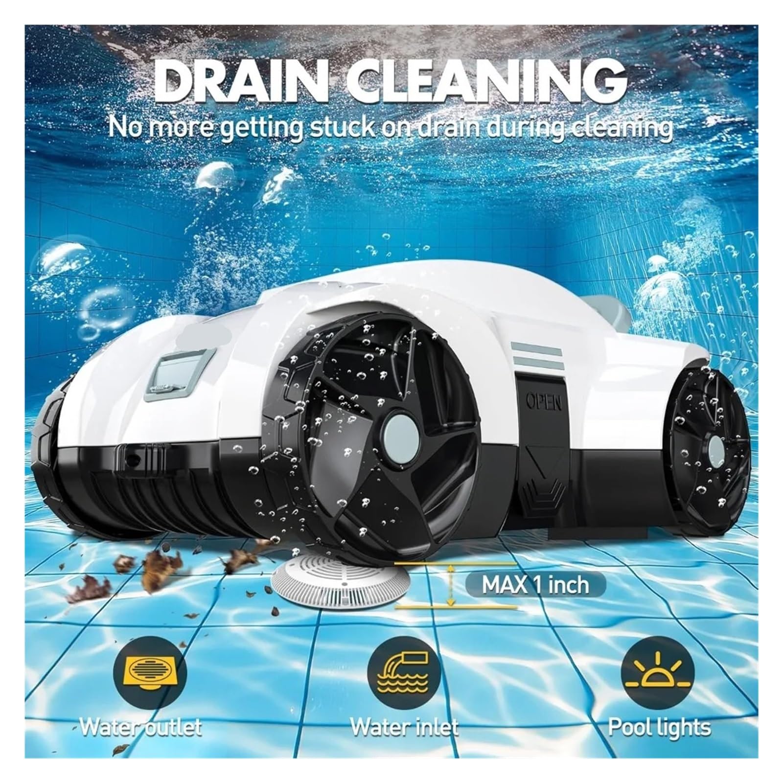 The Pool Vacuum Cleaner Automatically Removes Underwater Debris, With A Running Time Of 90-120 Minutes(Yellow)