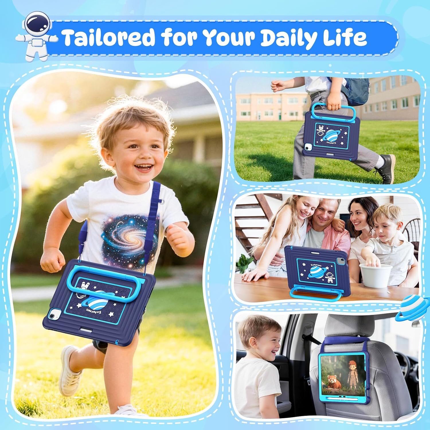 KAIJIAbox Case for iPad Air 11" M4/M3/M2, Pro 11" 4th/3rd/2nd/1st Gen, Air 5th/4th - Military-Grade Drop Protection with Metal Handle/Stand, Screen Protector, Pen Holder, Shoulder Strap, Kid-Safe MAT