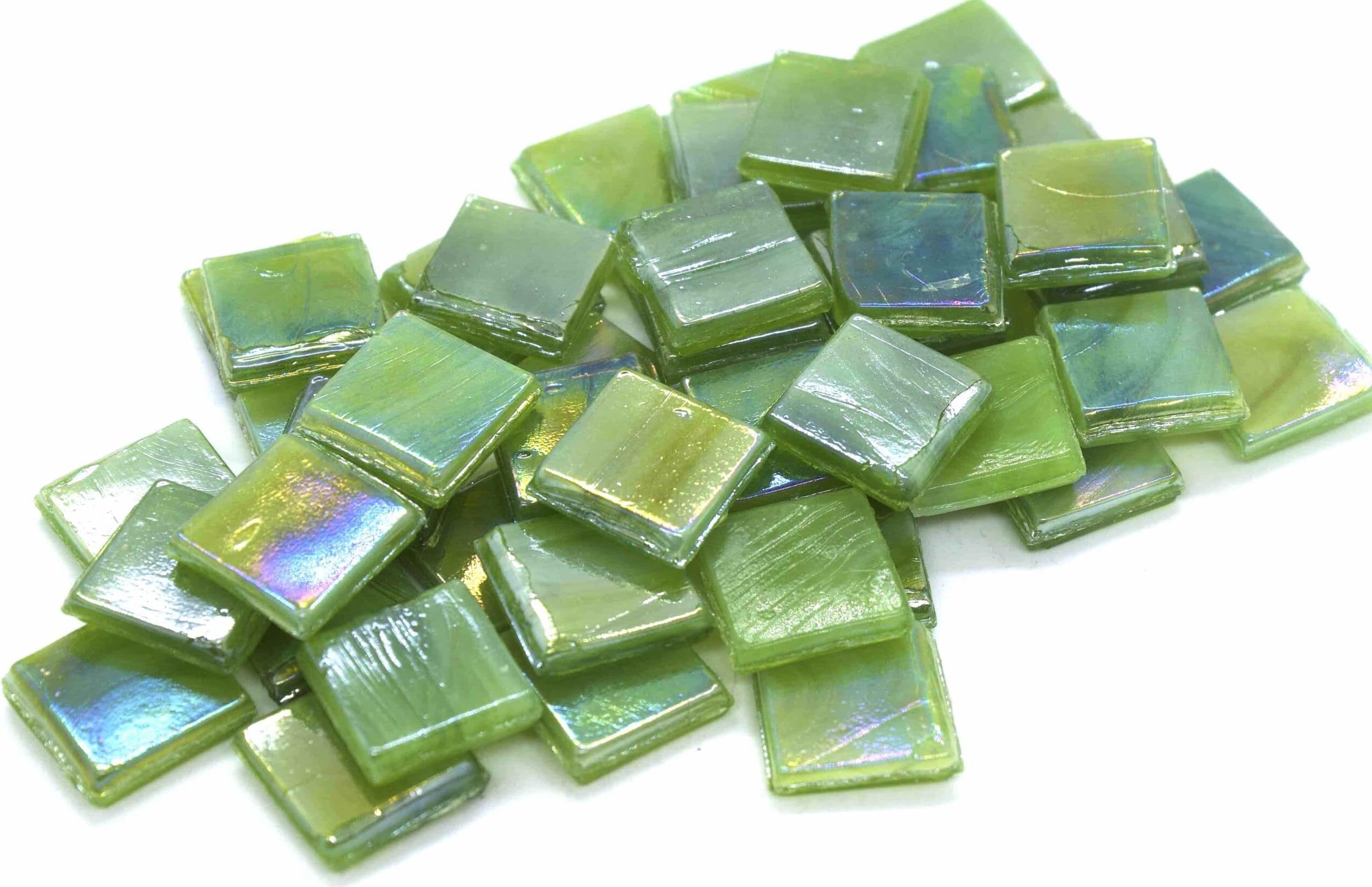 Coral Green HK074 Glass Mosaic 15x15mm Tiles 100 gm Pack