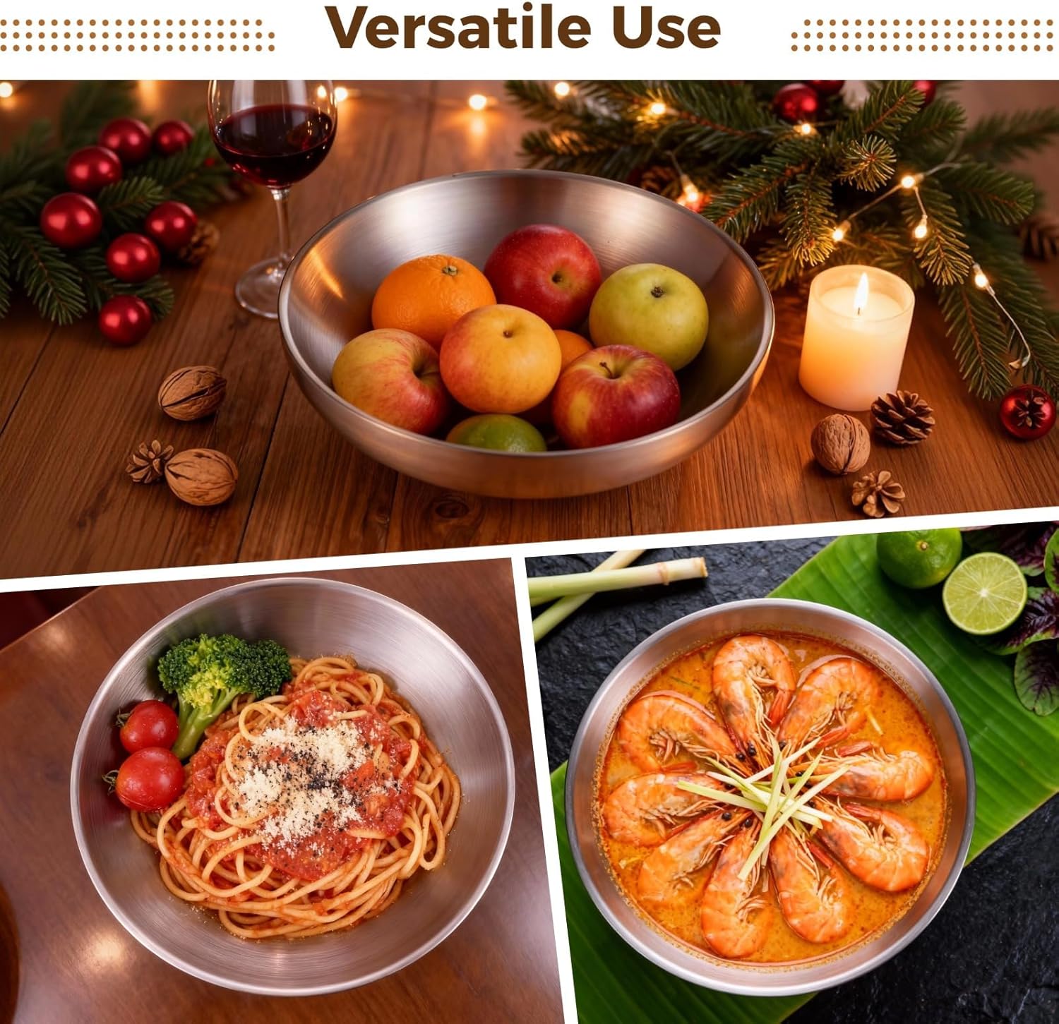 2 Pcs Dinner Plates Set with Spoons and Forks 7.9 in, Double Layered Stainless Steel Bowls for Camping, Home, and Picnic, Deepened Soup Plates, Non-Slip