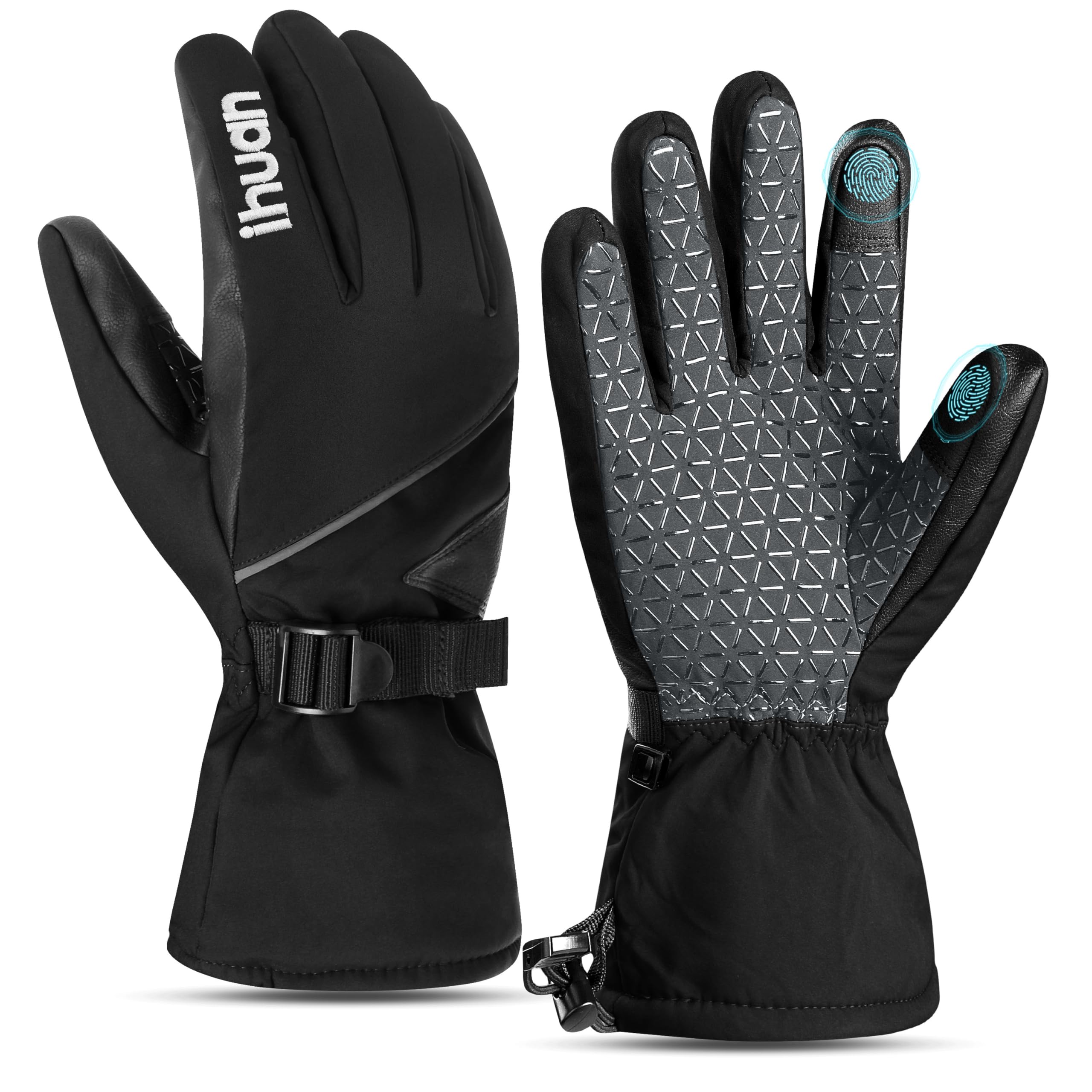 ihuan Winter Waterproof Ski Gloves for Men &amp; Women, 30℉ Thermal Gloves Touch Screen Warm for Skiing, Cycling, Motorcycle, Running