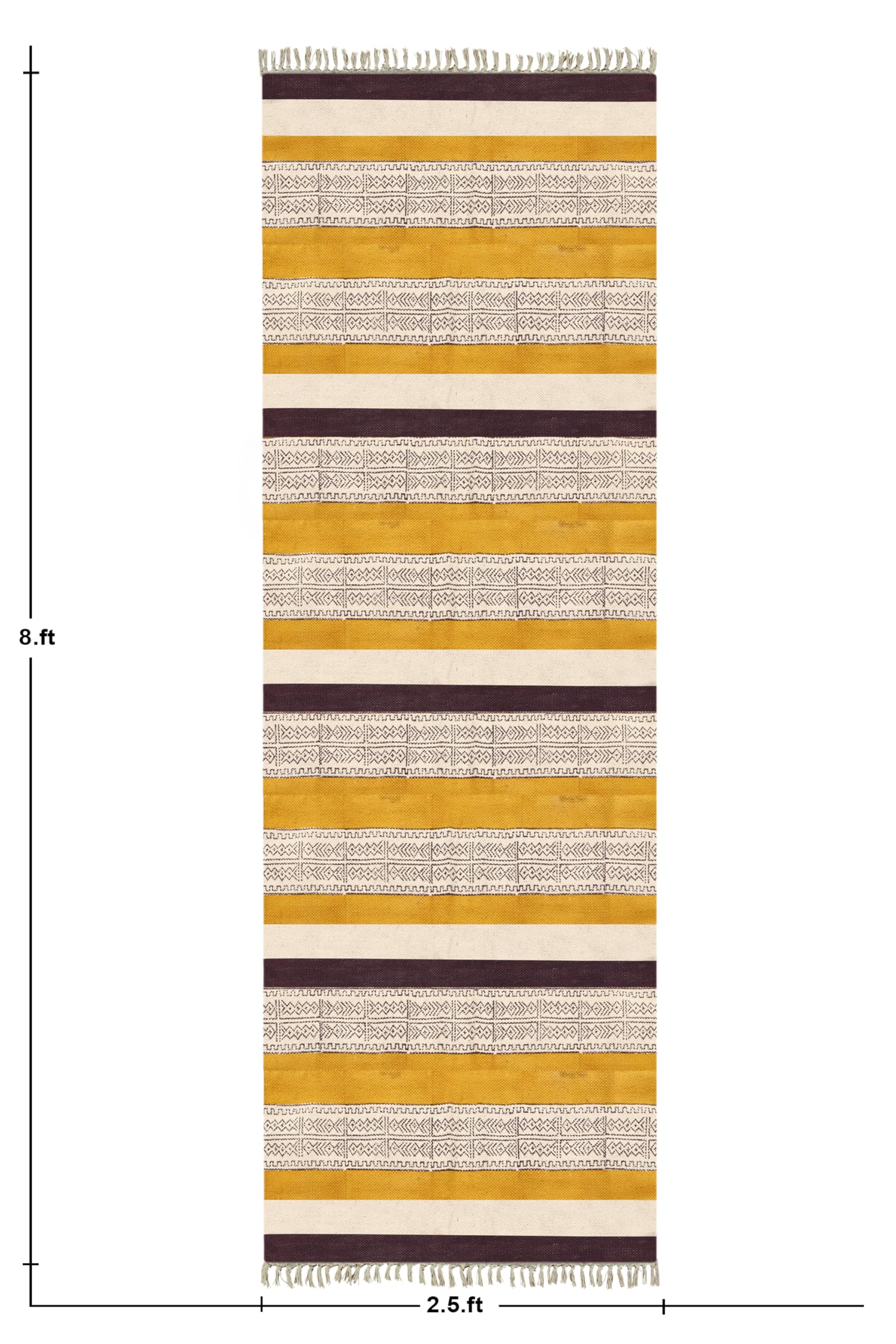 Ręcznie drukowana bawełna 4 x 10 kilim bieżnik żółto-brązowy wzór w paski ręcznie zmywalny chodnik o grubości 0,5 cm boho do wewnątrz na zewnątrz płaskie dywany na korytarz, schody, korytarz