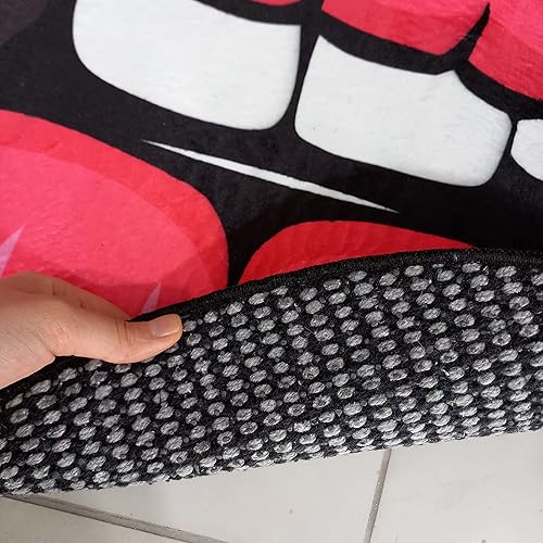 Miniatura 5 de Rugendary Hypebeast - Alfombra decorativa de marihuana ahumada, divertida y fresca, alfombra con forma de labio, alfombra negra antideslizante,