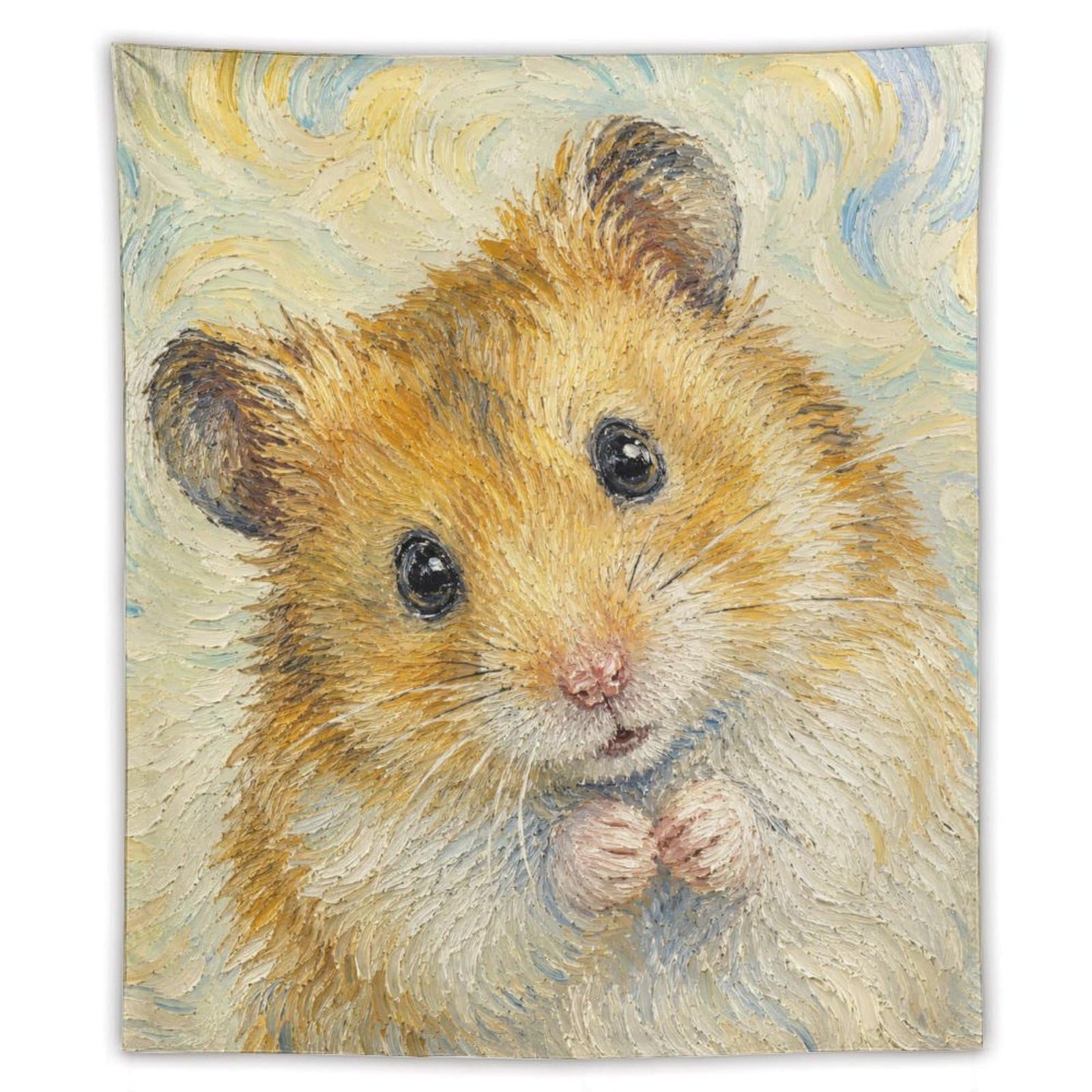 H3B8U2Y5 Cute Hamster Portrait Wall Tapestry, Realistic Illustration
