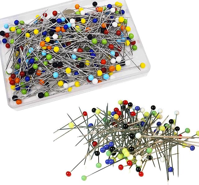 38mm Glass Headed Dress Making Straight Pins for Sewing, Quilting, Crafting, Tailoring - Pack of 100