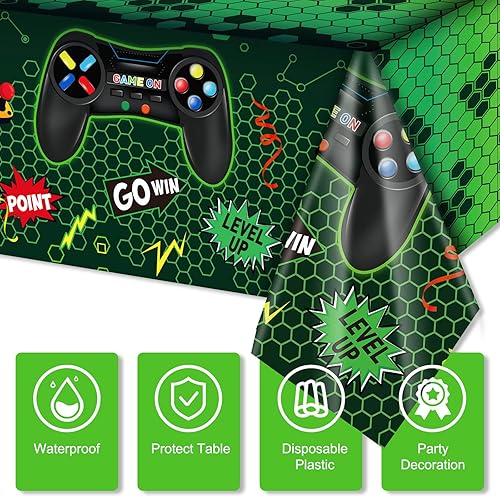 Miniatura 3 de Tatuo 3 piezas de fundas de mesa de videojuegos, decoración de cumpleaños, temática de juegos, mantel de plástico, suministros de fiesta para niños