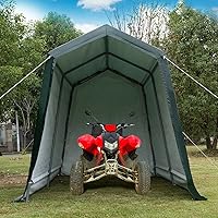 Vista 2 de ERGOMASTER Refugio de almacenamiento para cochera exterior de 7 pies x 12 pies, marco de metal y cubierta impermeable antidesgarros Ripstop