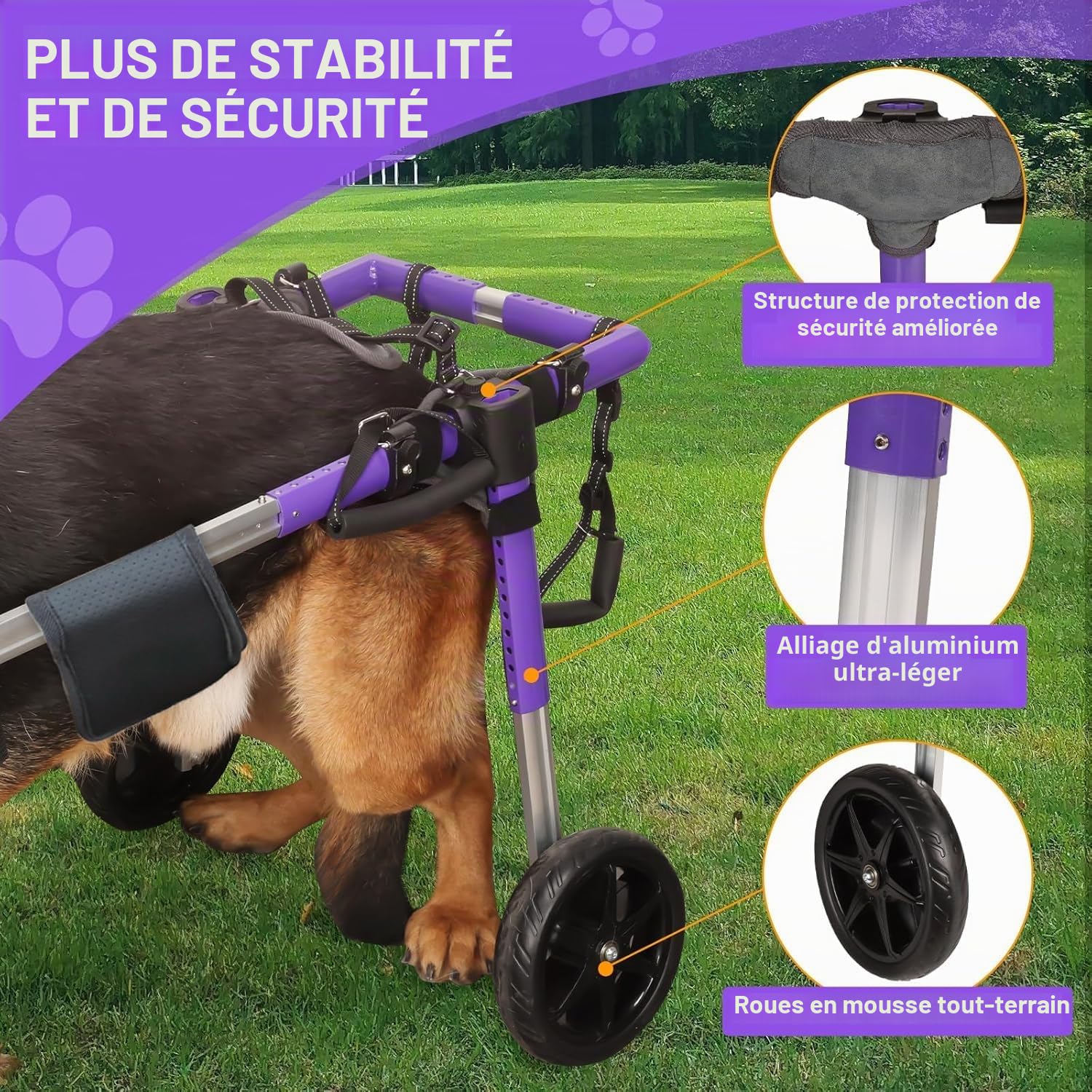 Fauteuil roulant pour chien pour pattes arrière - Fauteuil roulant pour chien