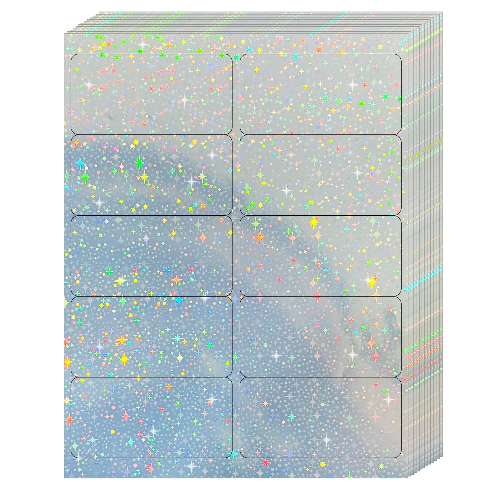 STARLIBOO Shipping Labels Stickers, 2"×4" Printable Holographic Mailing Labels for Laser/Inkjet Printing- Matte, Permanent Adhesive Sticker (