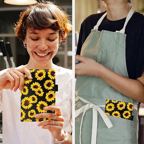 Miniatura 54 de RSAquar Libreta de servidores con bolsillo con cremallera, libros de cuero de primera calidad para camarera, cartera para camarera, delantal