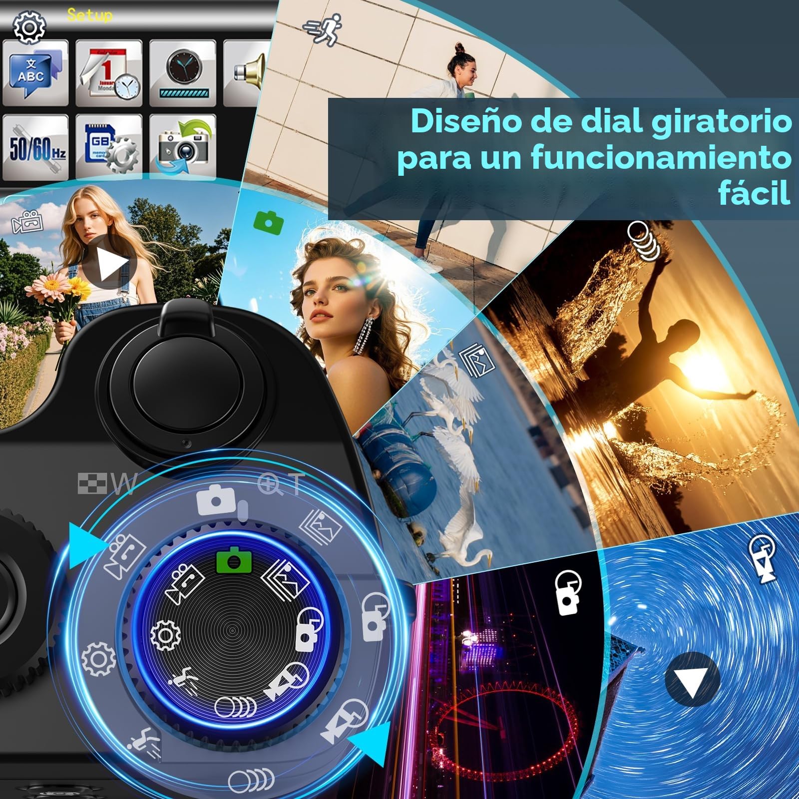 Cámara Digital,Bofypoo 64MP Autofocus Cámara de Fotos con Cámaras Dobles Delanteras y Traseras 32G Tarjeta de Memoria, Camara Fotos Digital con Zoom Digital 16X para Principiantes(Negro)