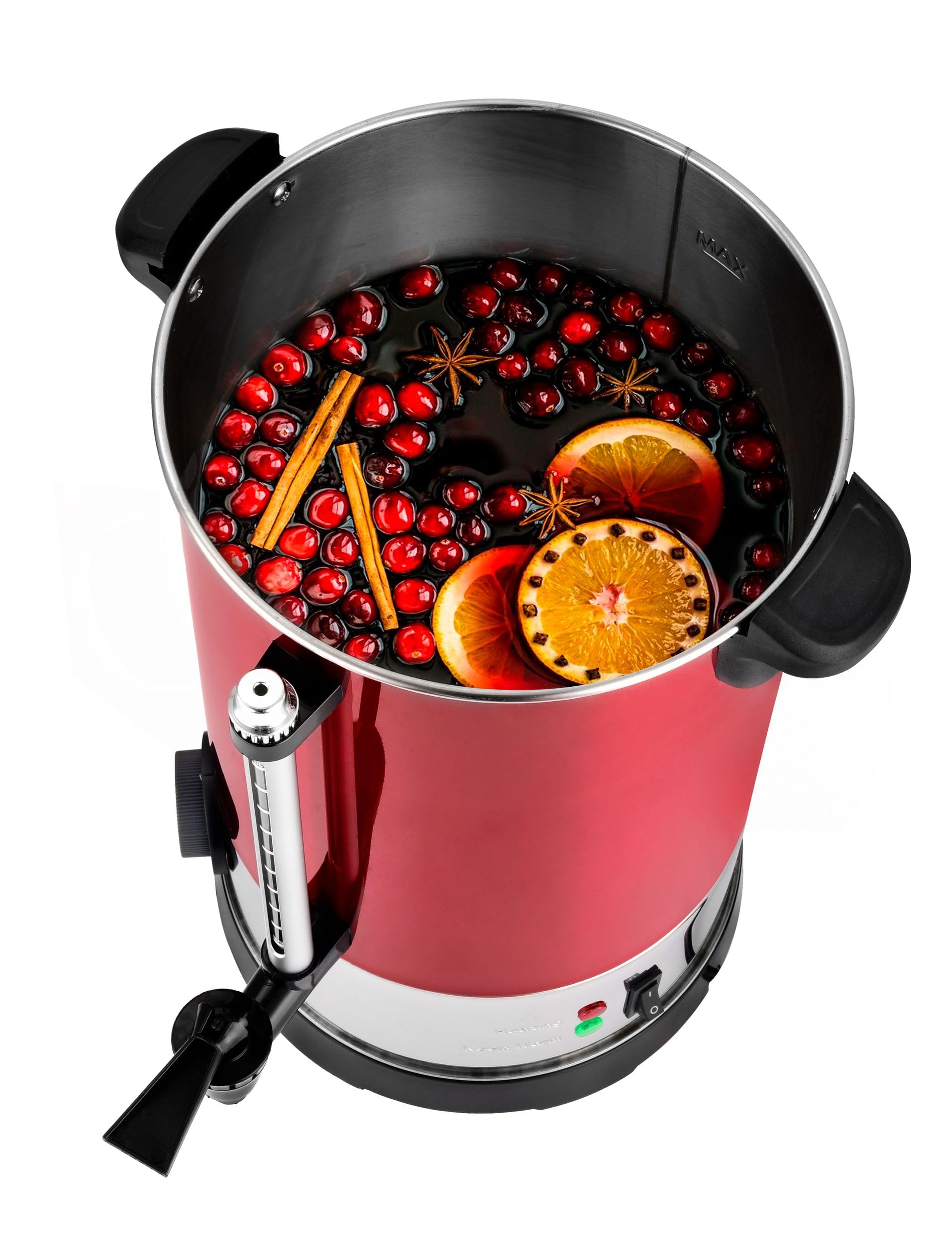 Kalorik TKG GW 910 IN Team Heißgetränke-und Glühweinautomat, Edelstahl, 6,8 Liter, 950, Metall, Kunststoff, 6.8 Liter, Metallic-rot