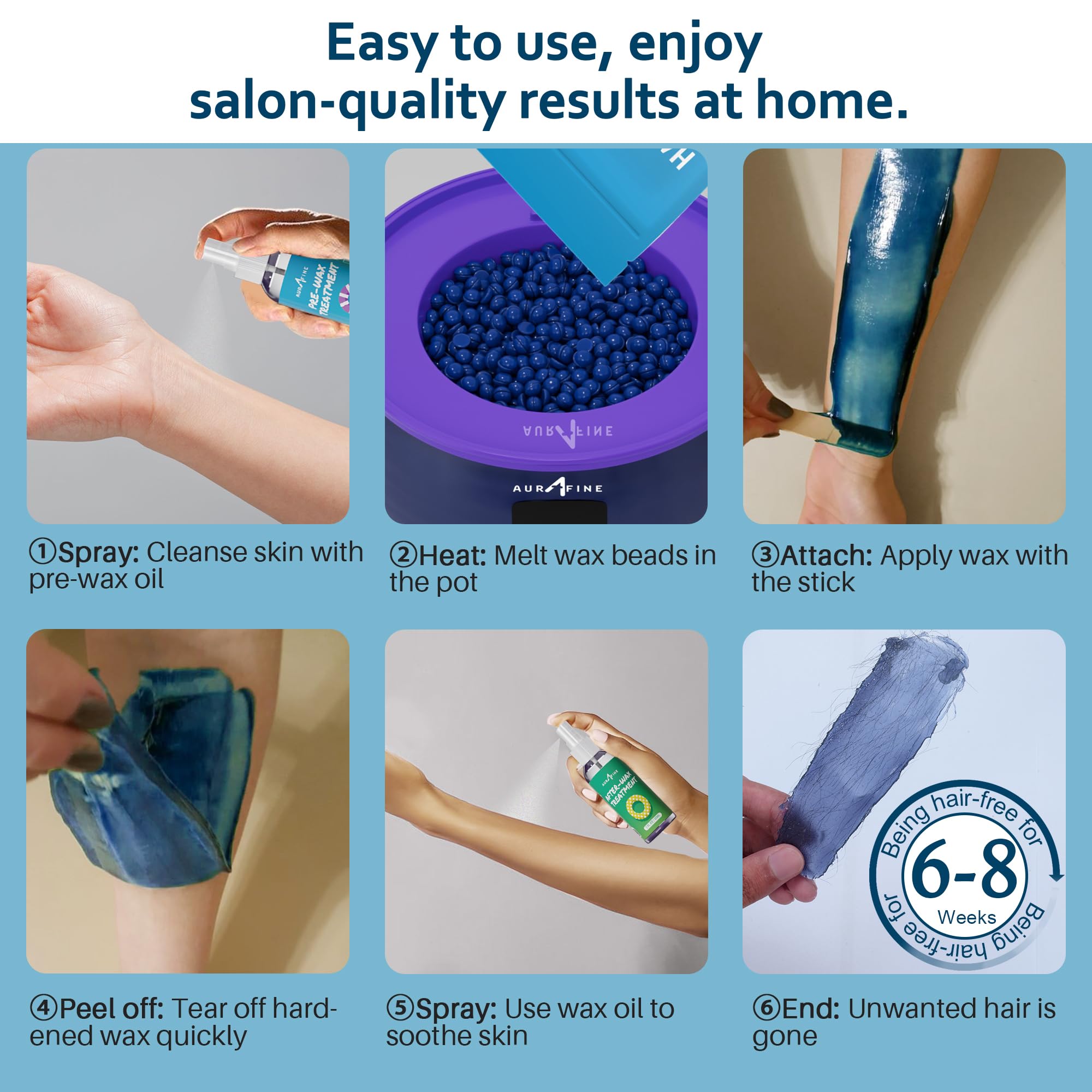 Digital Waxing Set, Wachswärmer zu Hause mit Wachsperlen & Silikontopf, Wachsenthaarung mit Wachsmaschine für brasilianischen Bikini, Augenbrauen, Gesicht, Beine und den ganzen Körper.