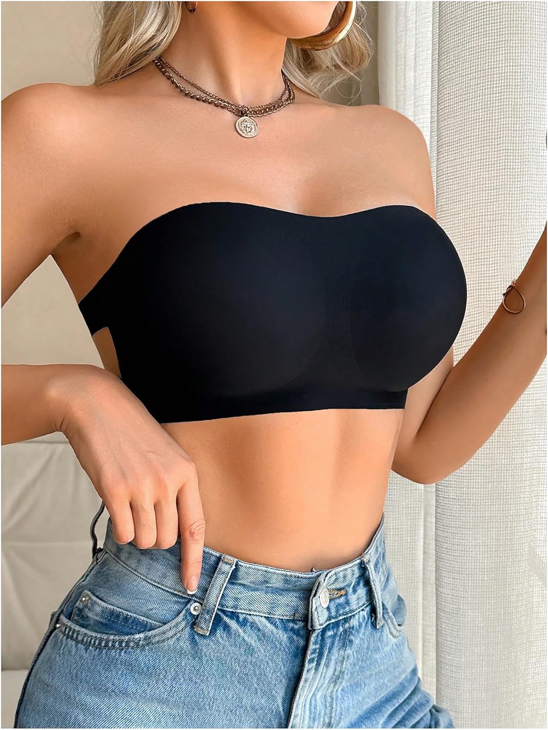 OYOANGLE Women's Criss Cross Strapless Bra Non Slip Padded Tube Top Bras Comfortable Bralettes - Image 5