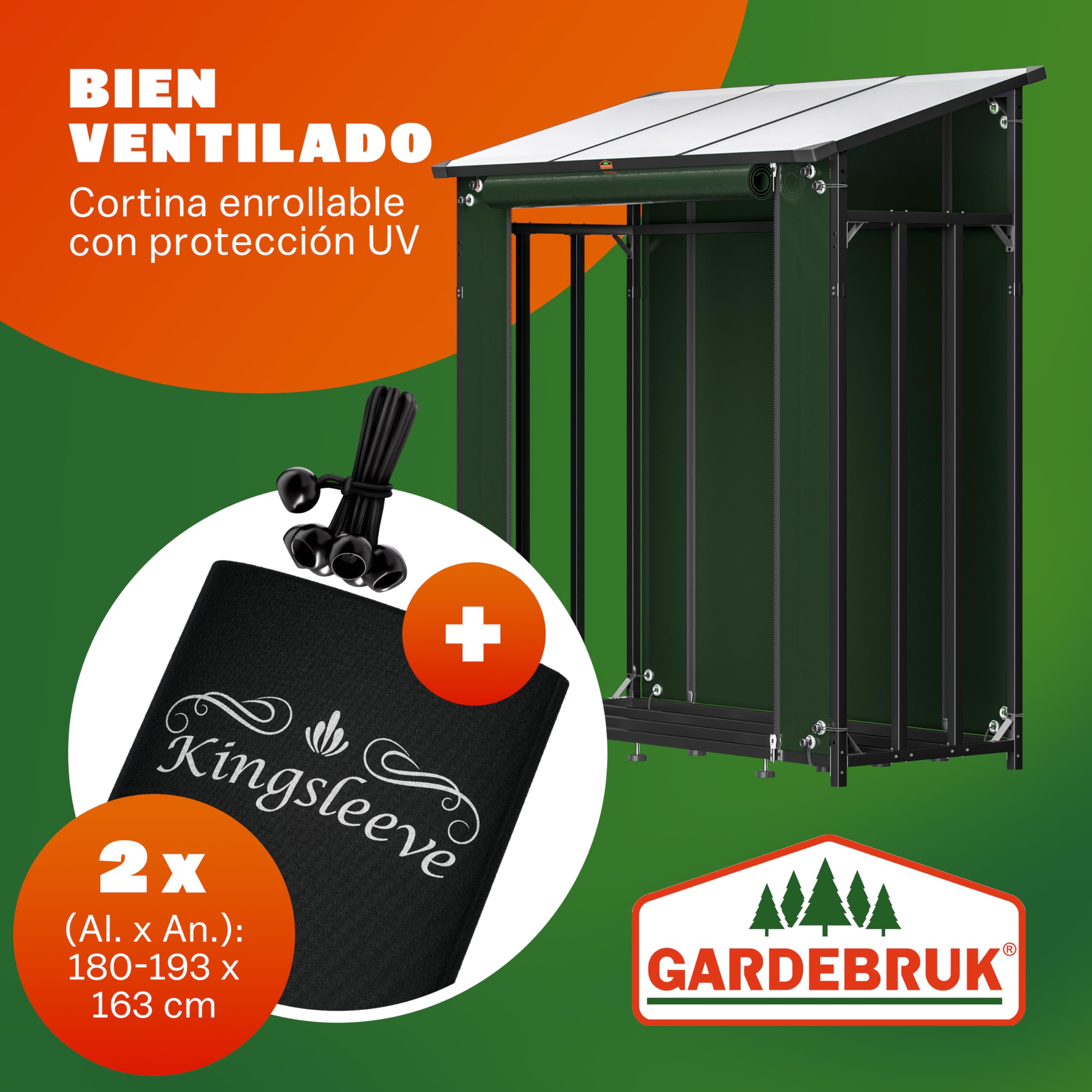 Gardebruk® Estante Almacenamiento Leña Exterior XXL Acero Techo Integrado incl. Bolsa Transporte Leñero Cubierto Impermeable Protección Viento Lluvia Negro