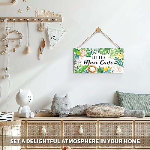 Miniatura 3 de ZIEYOMI - Letrero de cueva de hombre pequeño, decoración de habitación de bebé, temática de animales de safari en la selva, decoración de dormitorio