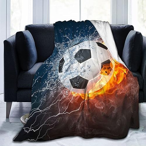 Miniatura 2 de Manta deportiva de pelota de fútbol, divertida, súper suave y cálida para niños, para sofá, dormitorio, sofá, oficina, automóvil, para todas las