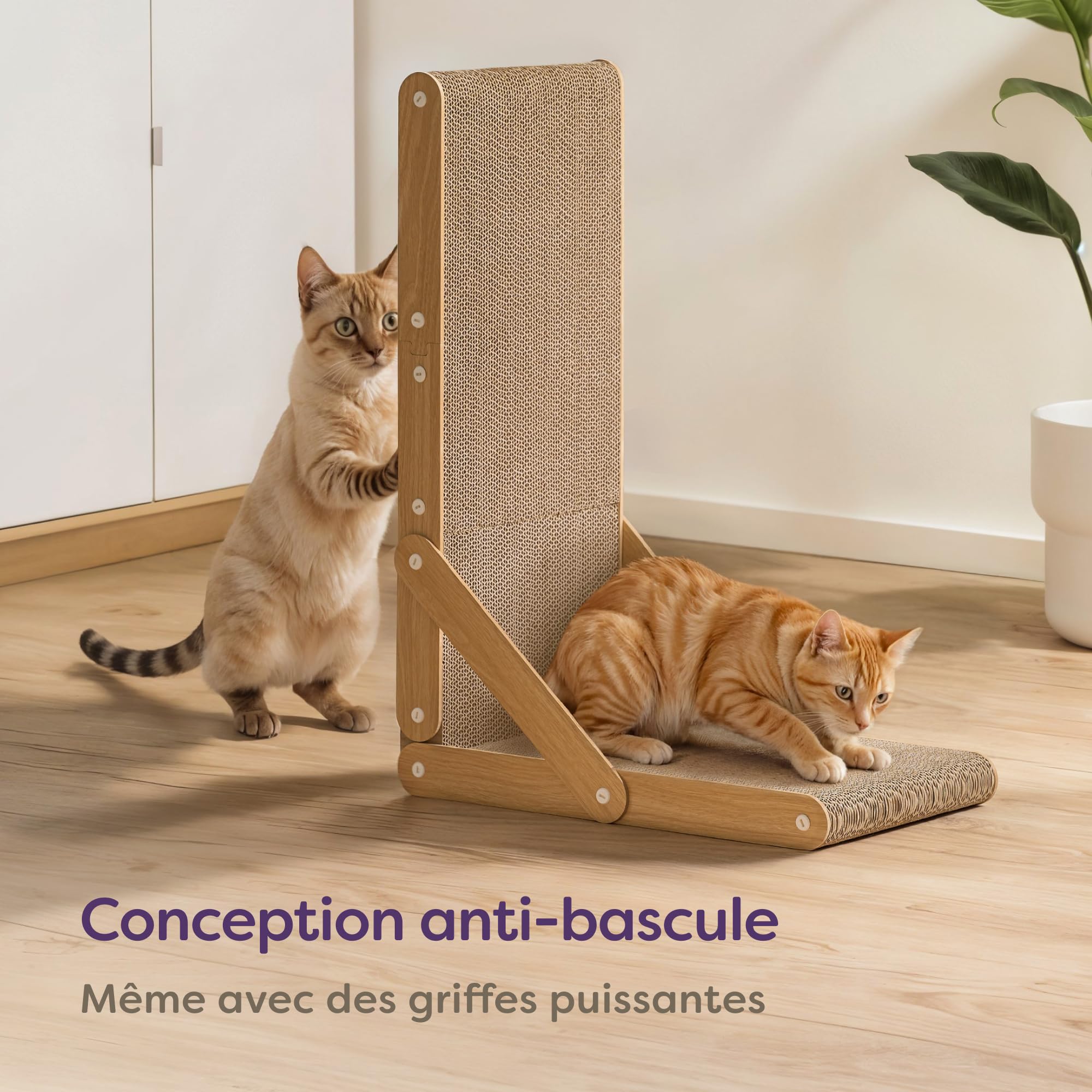 Knupis Griffoir pour Chat 68 cm – Carton à Grattoir Extra Robuste pour L'entretien des Griffes – Dure jusqu'à 2 Ans – Montage Facile - Protection pour canapé et Mur