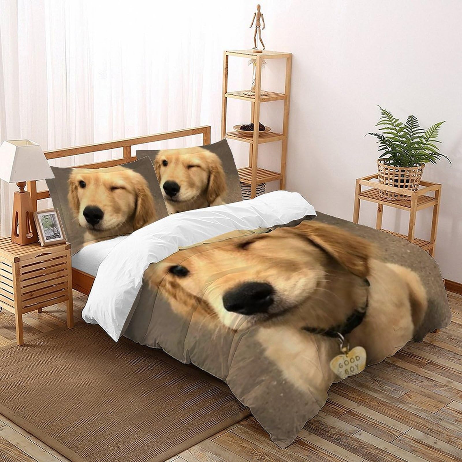 Housse de couette chiots 220x240cm pour lit de garçon passionné d'animaux de la terre