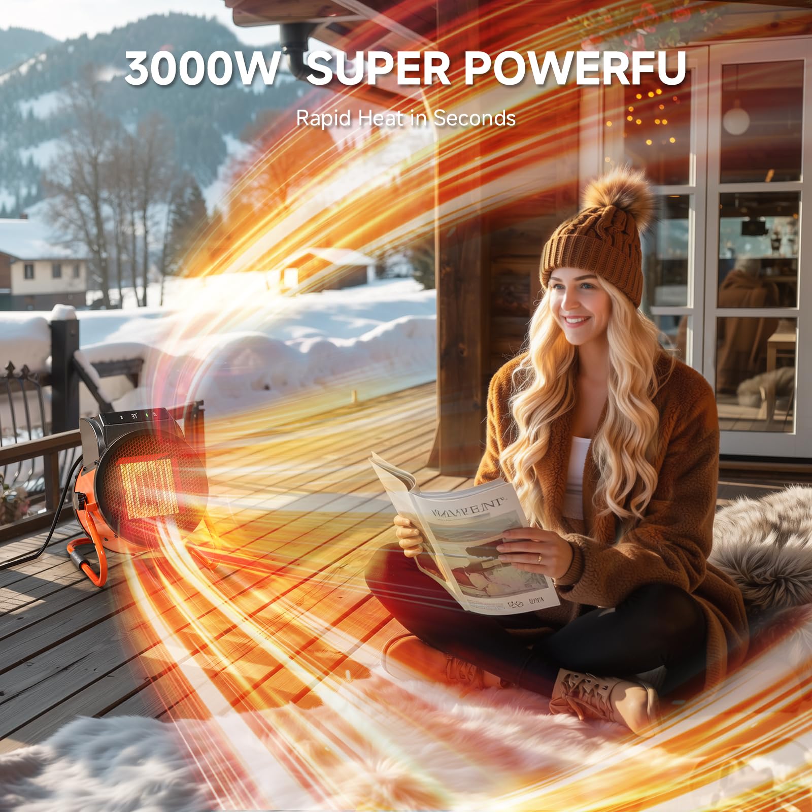 Stufetta Elettrica 3000W - Termoventilatore e Radiatore a Ceramica PTC - Calore Immediato in 3s con Telecomando e Termostato, Perfetto per Casa, Ufficio, Officina