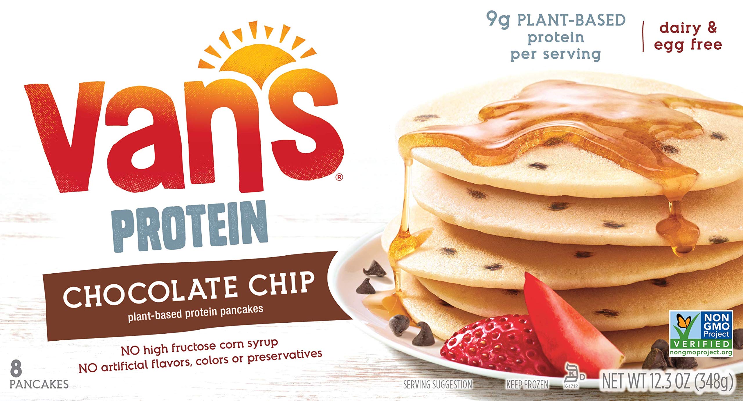 Van's Frozen Protein Pancakes, Chocolate Chip, 12.4 oz (Frozen)