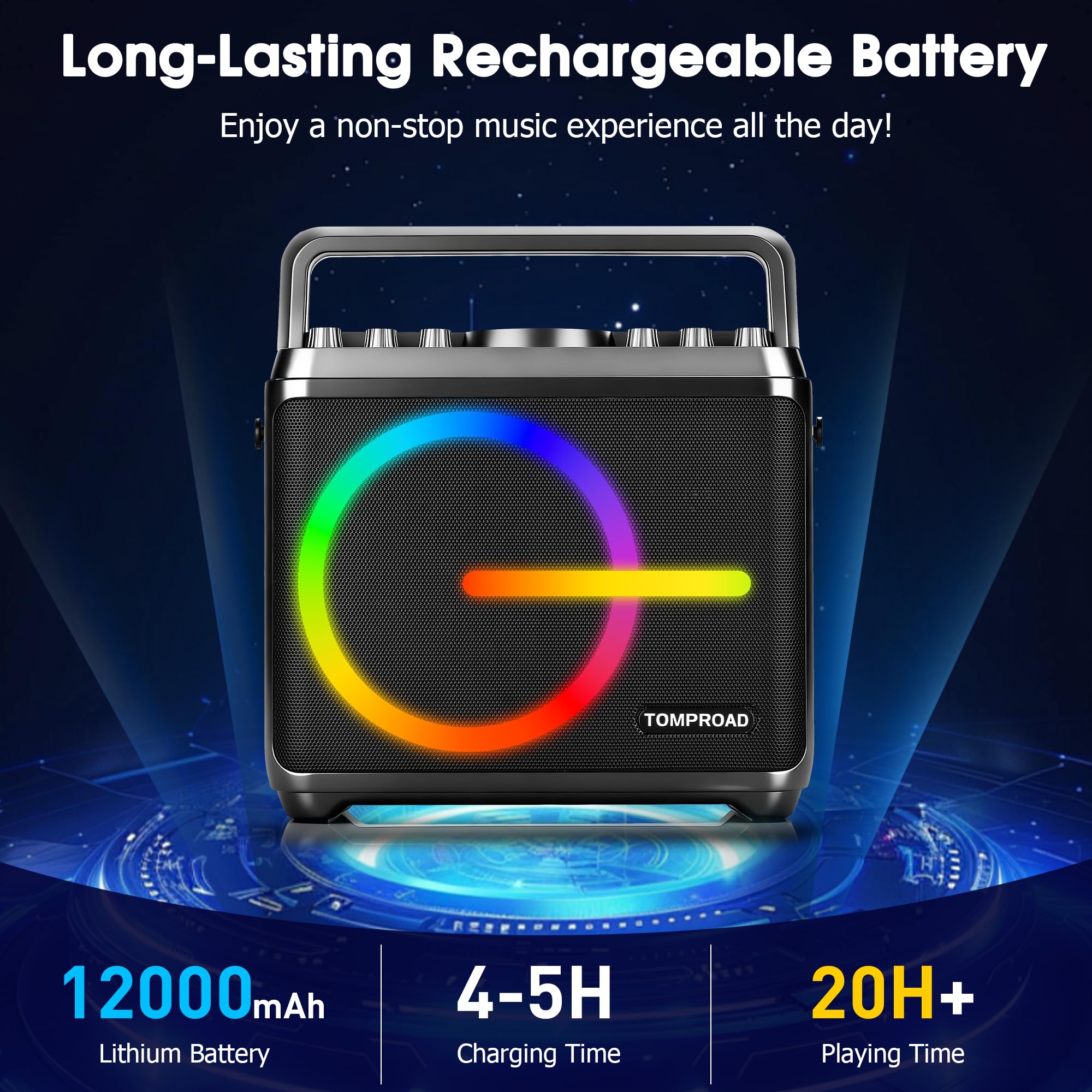 Macchina per karaoke, altoparlante Bluetooth con 2 microfoni wireless, sistema PA portatile per adulti e bambini con luci LED, regolazione dei bassi/acuti, scheda TF/USB, REC per feste a casa(nero)