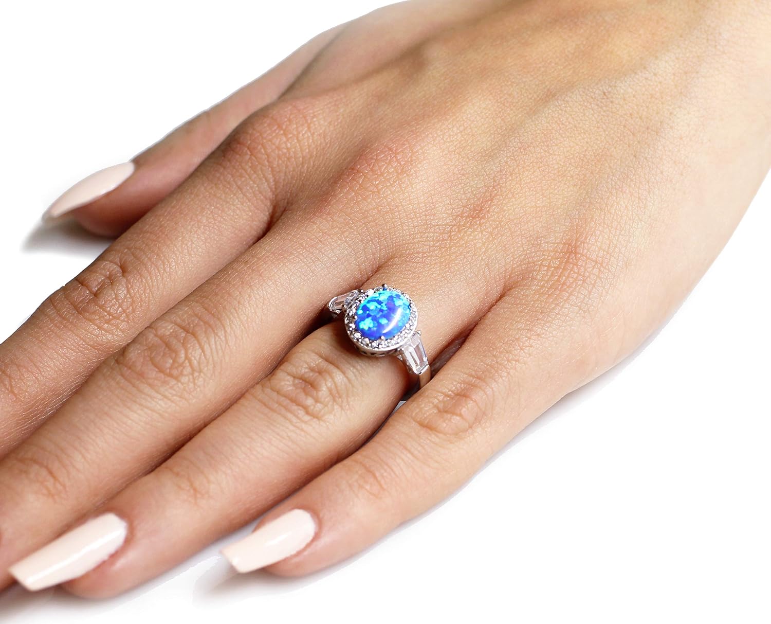 CloseoutWarehouse Oval Cubic Zirconia Halo Ring Sterling Silver (Comes in Colors)