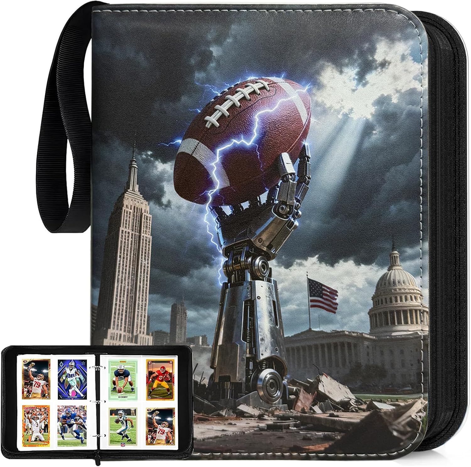Football Card Binder with Sleeves 400 Pockets, Card Holder Organizer Display Case Compatible with Trading Card, Sport, Football, Baseball, TCG Cards